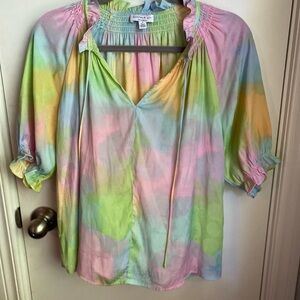Current Air Pastel Smocked Relaxed Blouse
